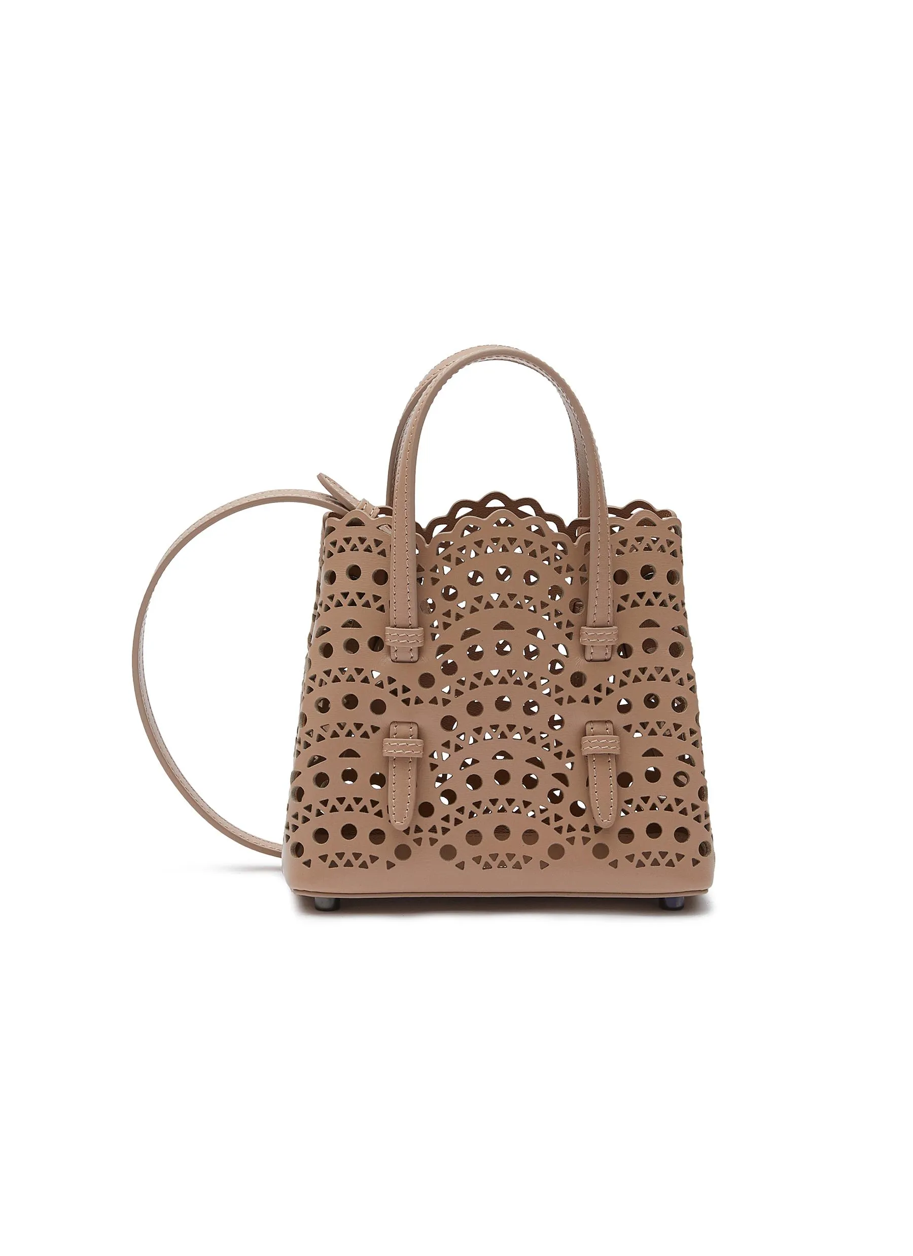 -----------ALAÏA ---- ------------BEIGE ----‘MINA’ 16 VIENNE PERFORATED CALFSKIN LEATHER TOTE BAG --