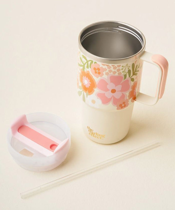 20oz Mini On-The-Go Tumbler - Beyond Blooms Pink Orange