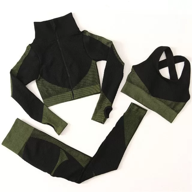 2/3Pcs Seamless Yoga Set Gym Fitness Clothing Women Yoga Suit Sportswear Female