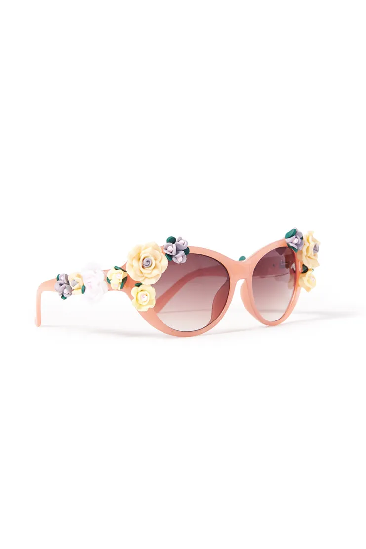 3D Floral Sunglasses - Pink