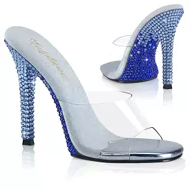 4 Inch Heel GALA-01DMM Clear Baby Blue Rhinestone