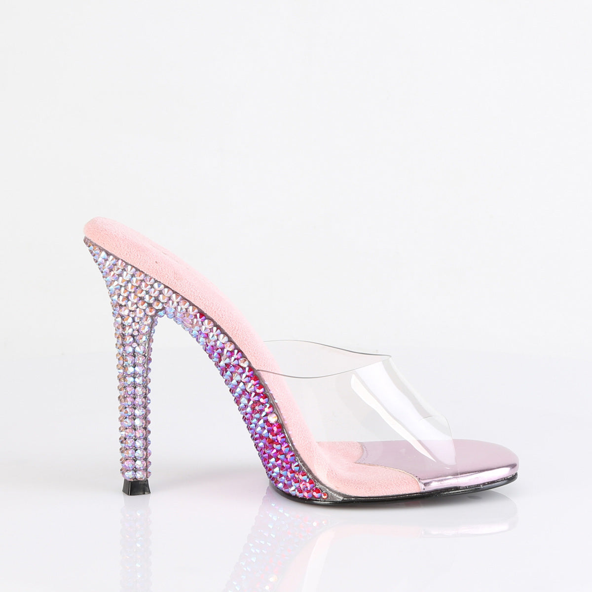 4 Inch Heel GALA-01DMM Clear Baby Pink Rhinestone