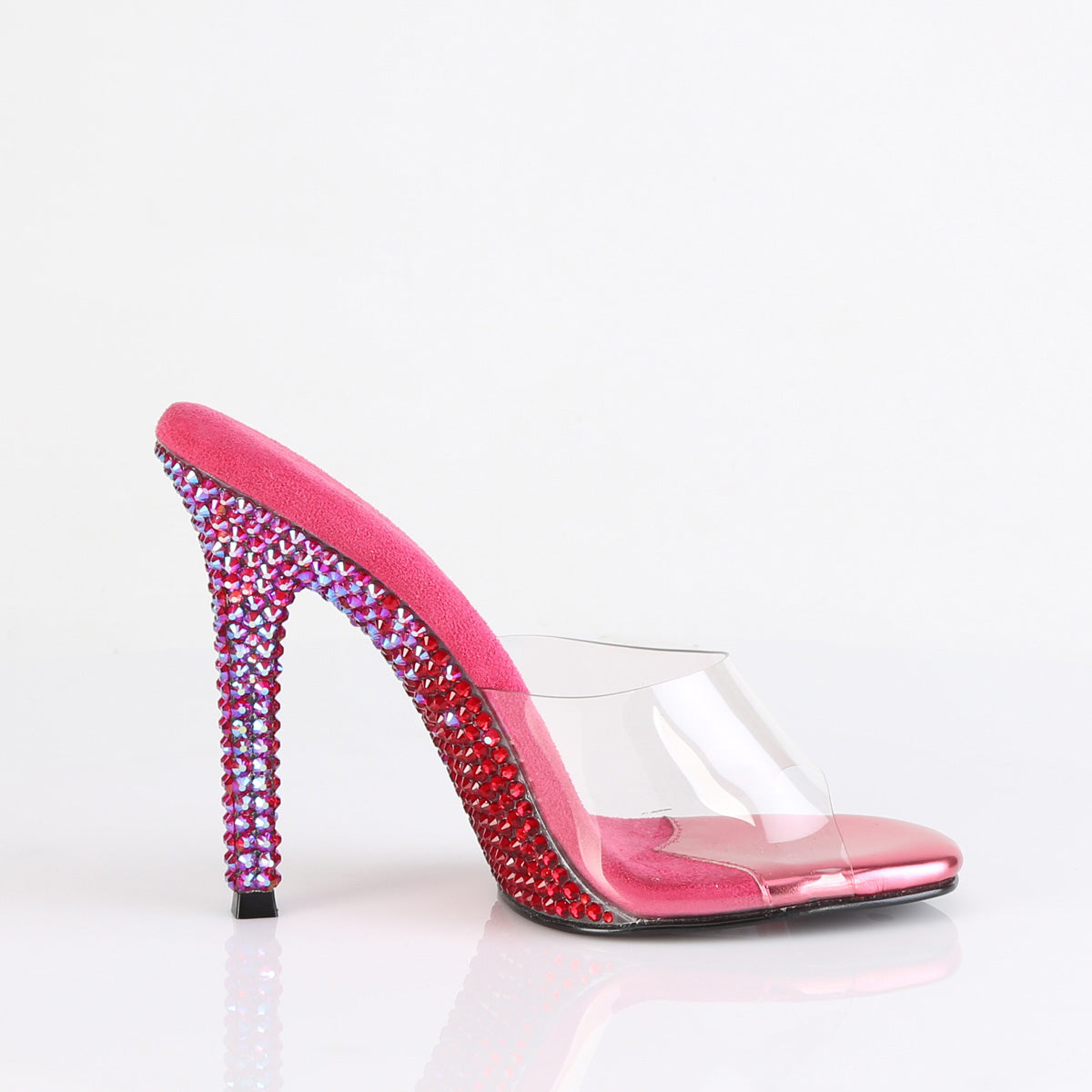 4 Inch Heel GALA-01DMM Clear Fuchsia Rhinestone