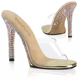 4 Inch Heel GALA-01DMM Clear Gold Rhinestone