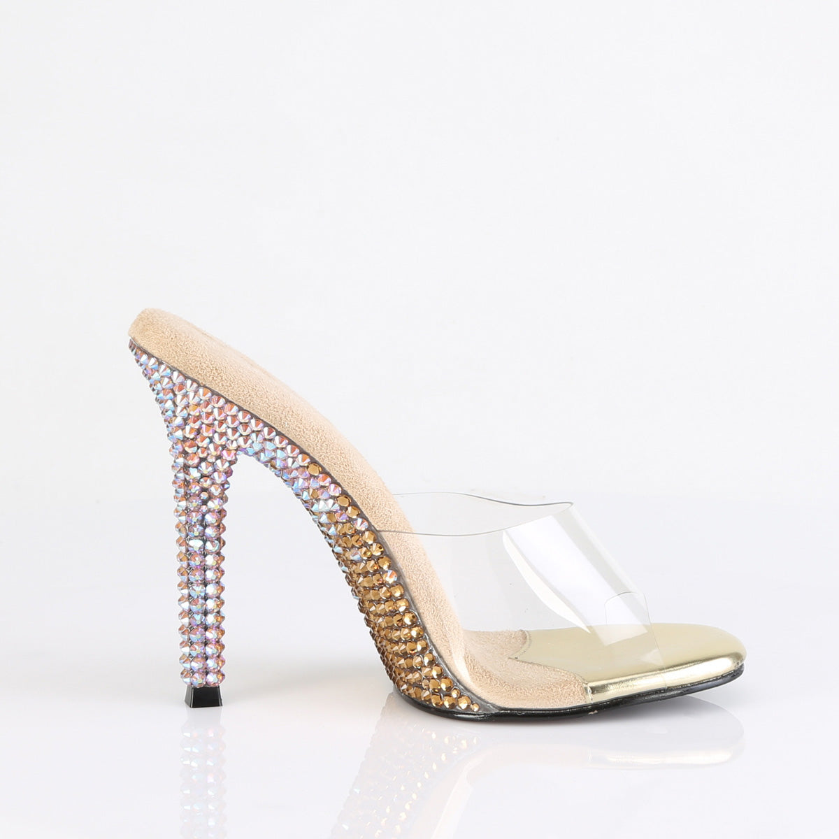 4 Inch Heel GALA-01DMM Clear Gold Rhinestone