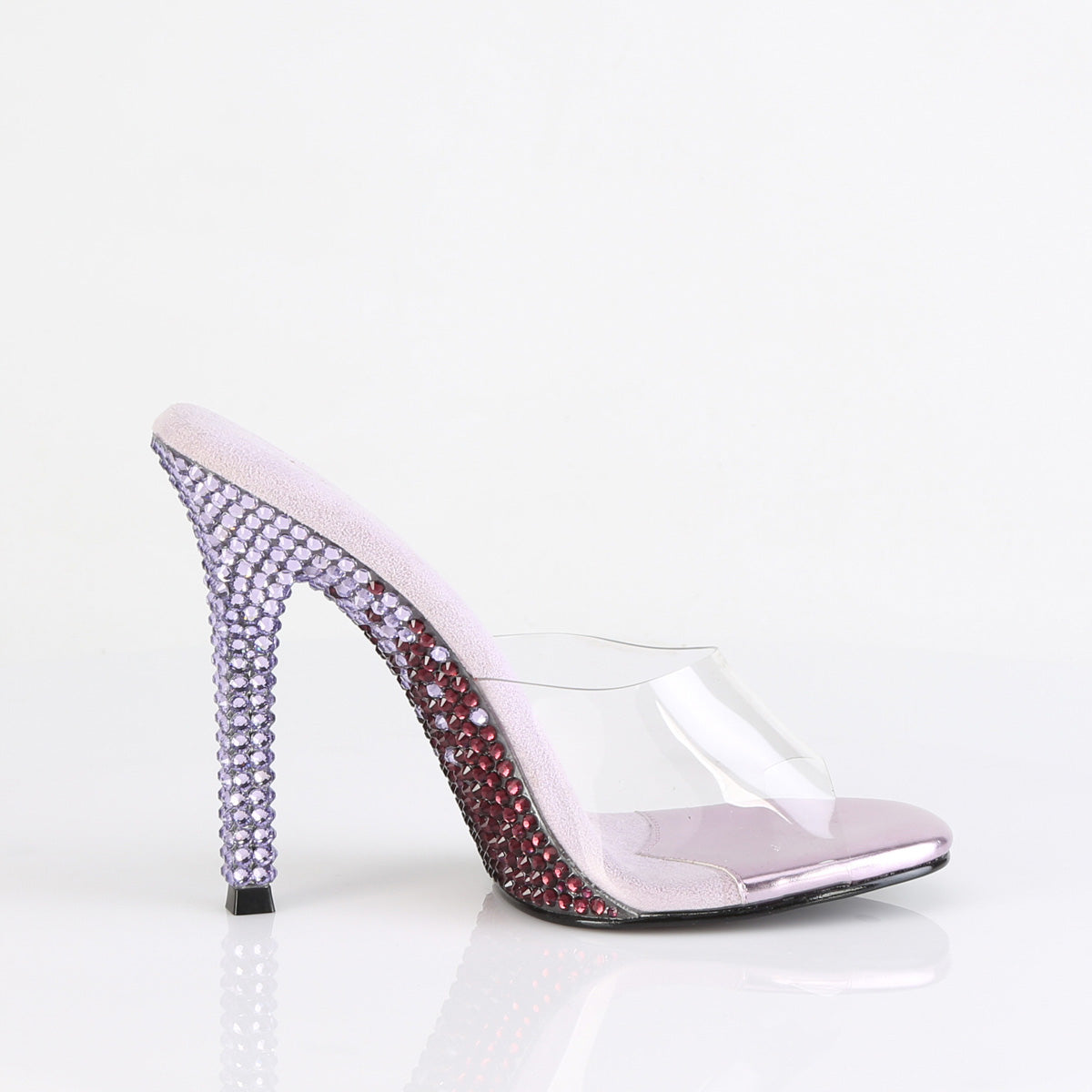 4 Inch Heel GALA-01DMM Clear Lavender Rhinestone