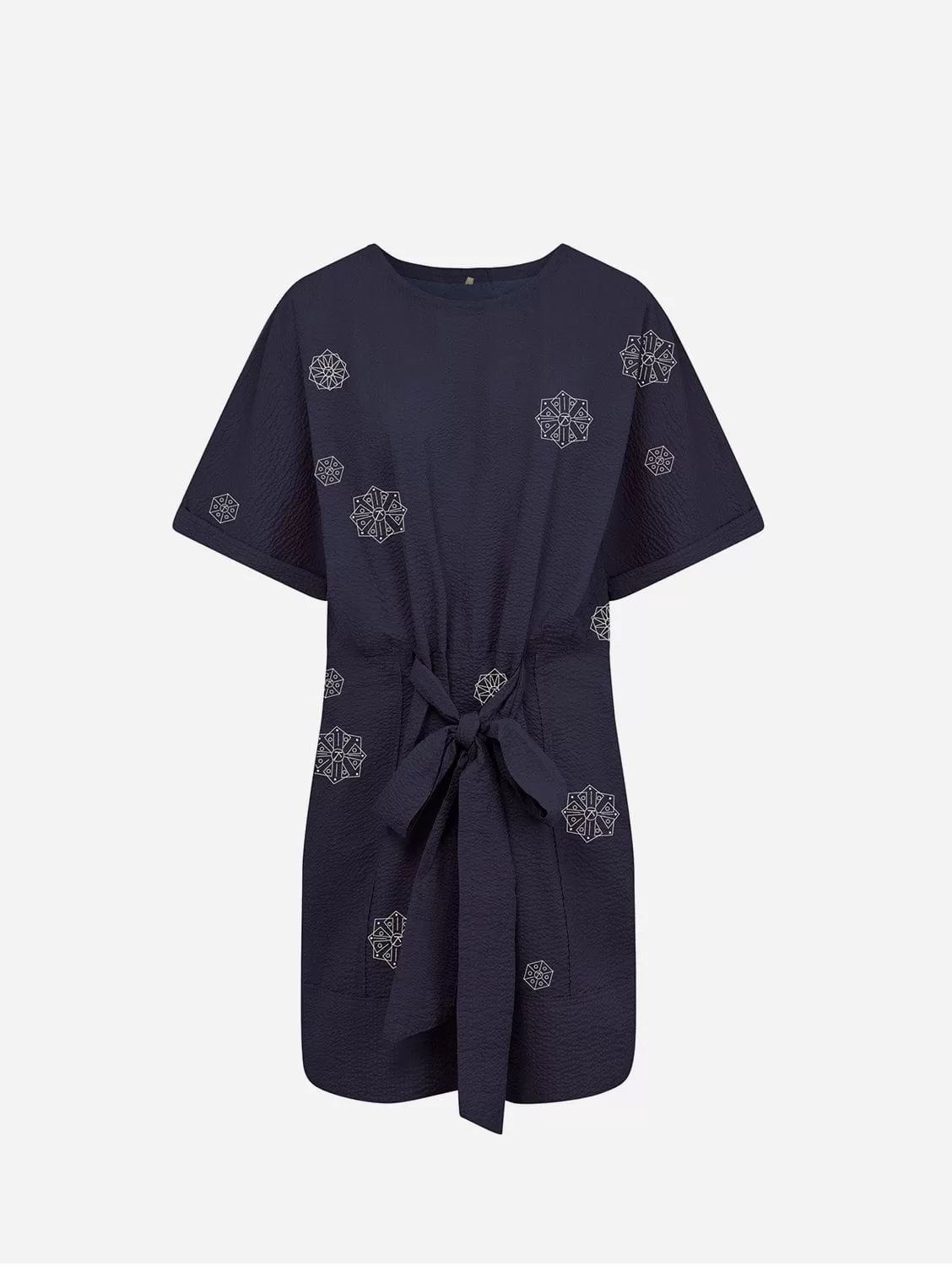 Akina Women's Embroidered Organic Cotton Dress | Navy