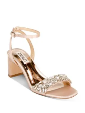 BADGLEY MISCHKA Womens Pink Padded Ankle Strap Embellished Marsha Square Toe Block Heel Buckle Dress Heeled M