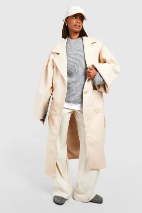 Balloon Sleeve Oversized Wool Look Coat