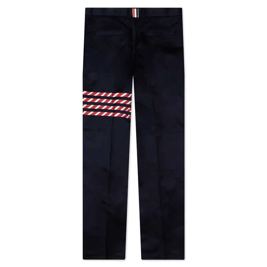 Belt Loop Straight Leg w/ Silk 4 Bar Trouser - Navy