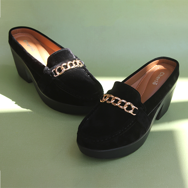 Black Wedge heel Mules for women