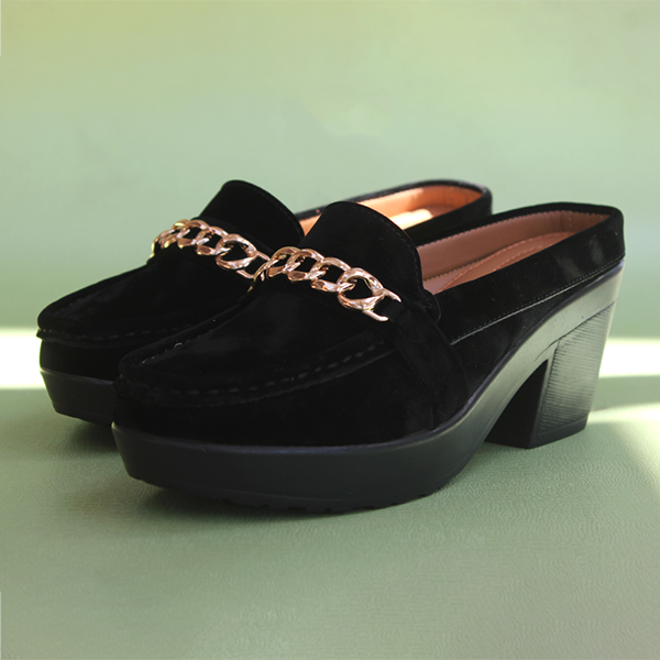 Black Wedge heel Mules for women