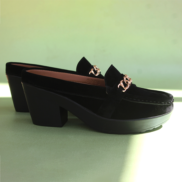 Black Wedge heel Mules for women