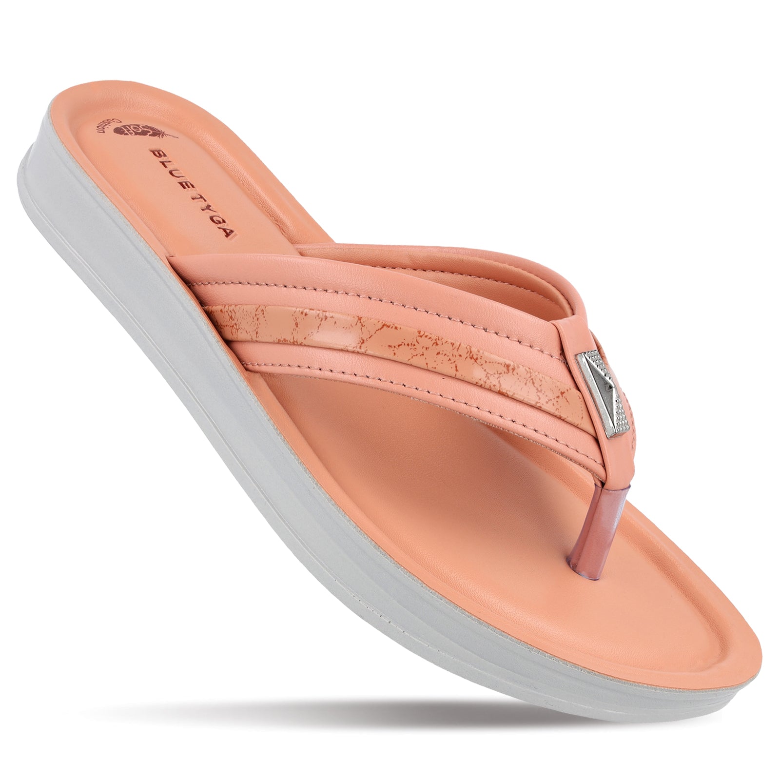 Blue Tyga Womens Textured Thong Sandals  - BT2013 Peach