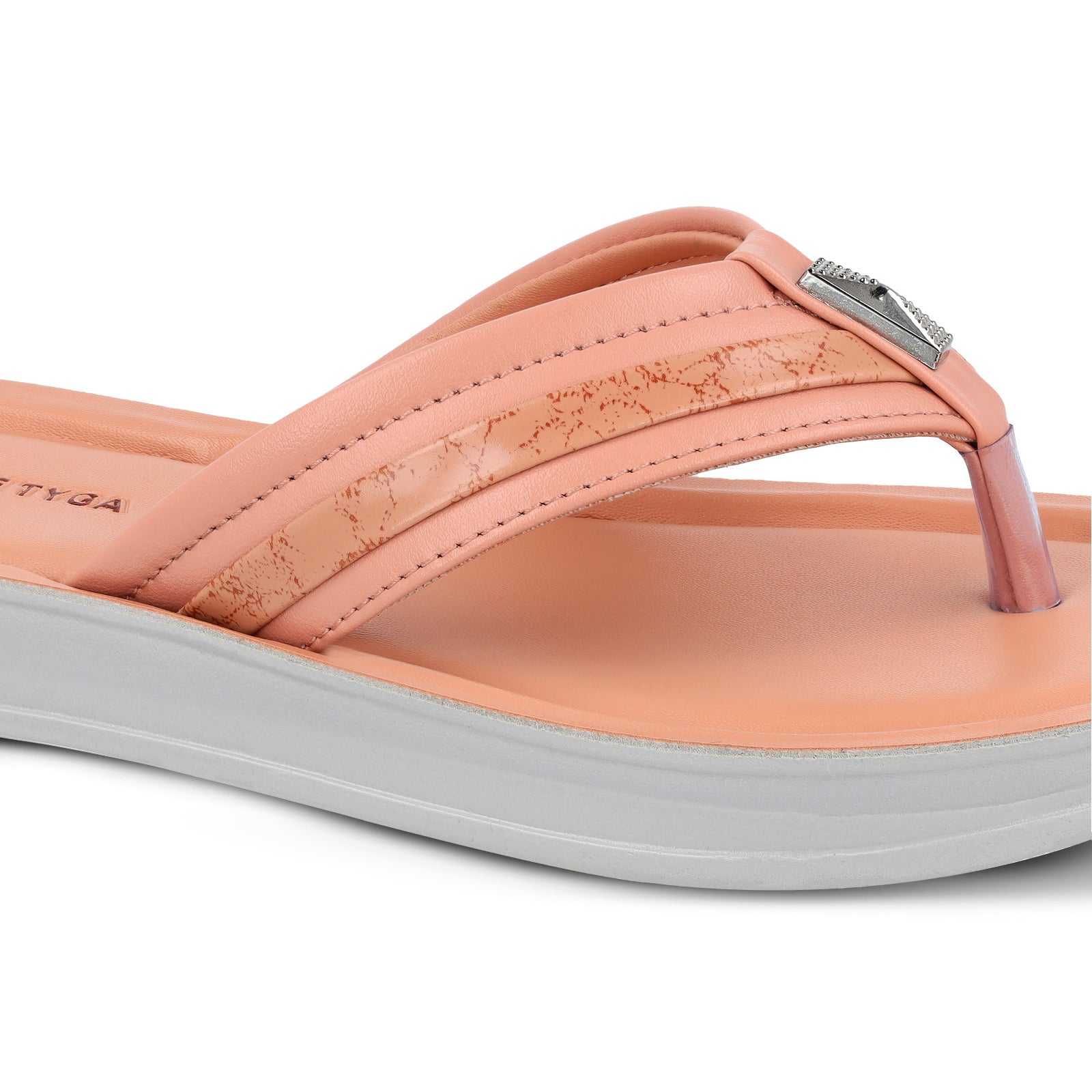 Blue Tyga Womens Textured Thong Sandals  - BT2013 Peach