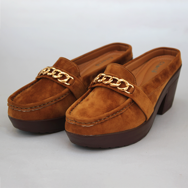 Brown Wedge heel Mules for women