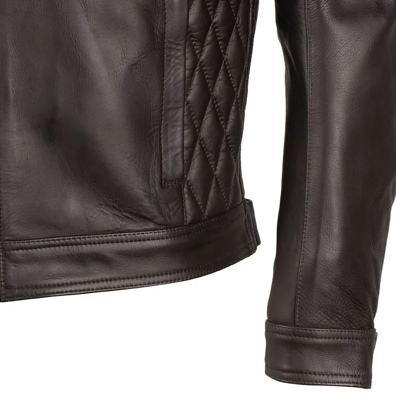 Chocolate Brown Retro Style Biker Leather Jacket