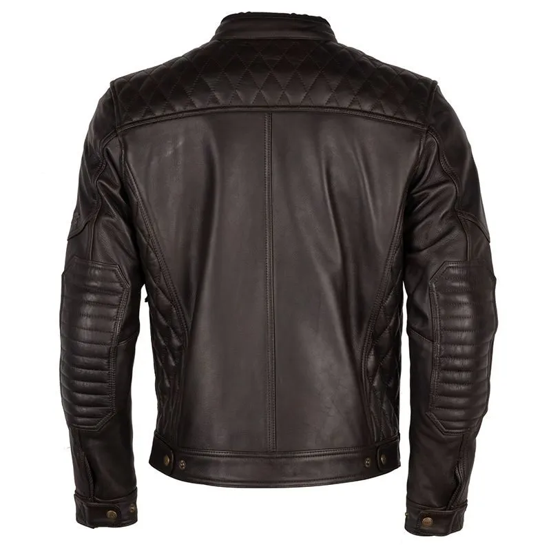 Chocolate Brown Retro Style Biker Leather Jacket