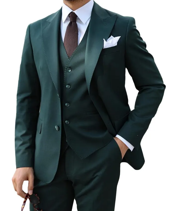 Dark Green 3 Piece Suit For Mens - 3 Piece Suit For Wedding Mens