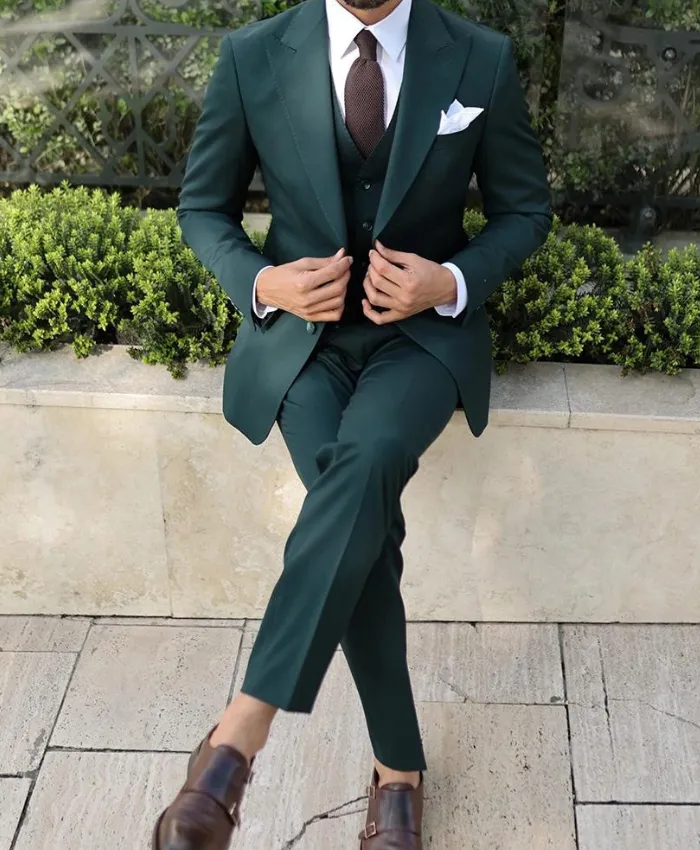 Dark Green 3 Piece Suit For Mens - 3 Piece Suit For Wedding Mens