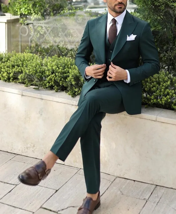 Dark Green 3 Piece Suit For Mens - 3 Piece Suit For Wedding Mens