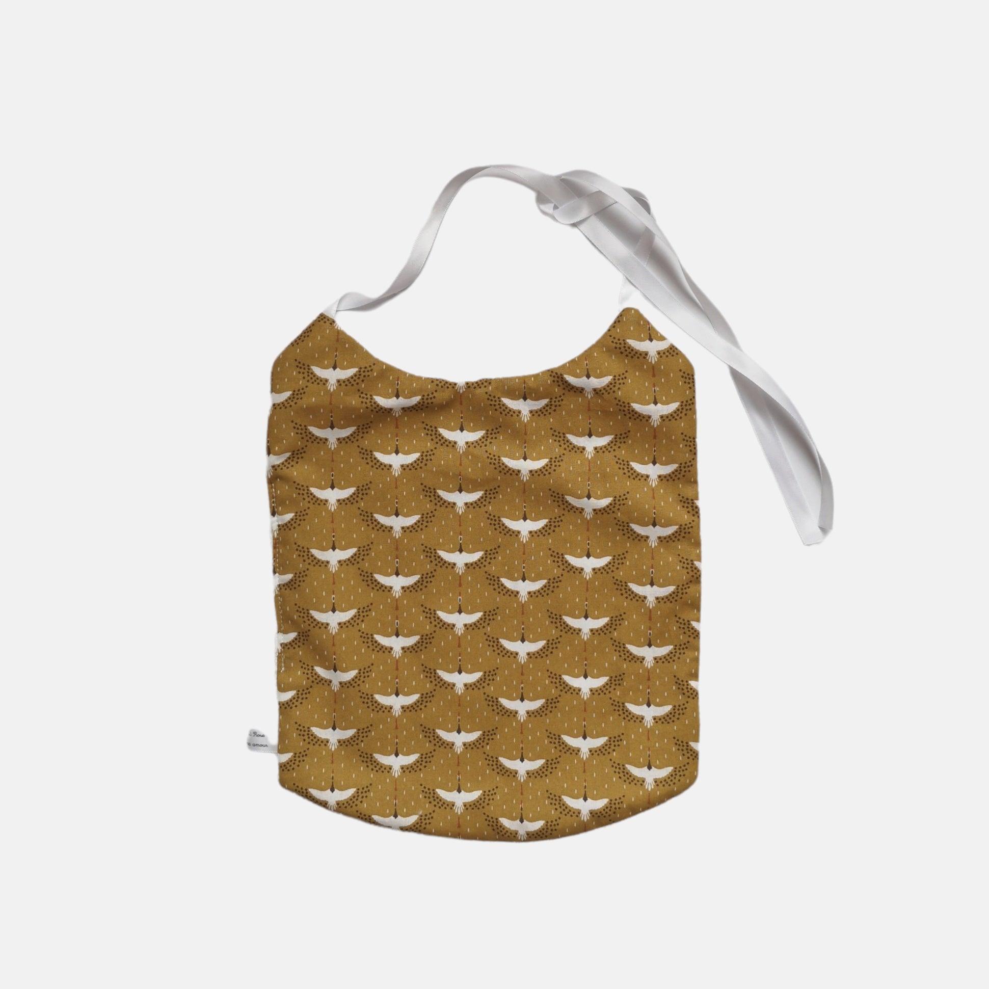 Dining bib-mustard small bird