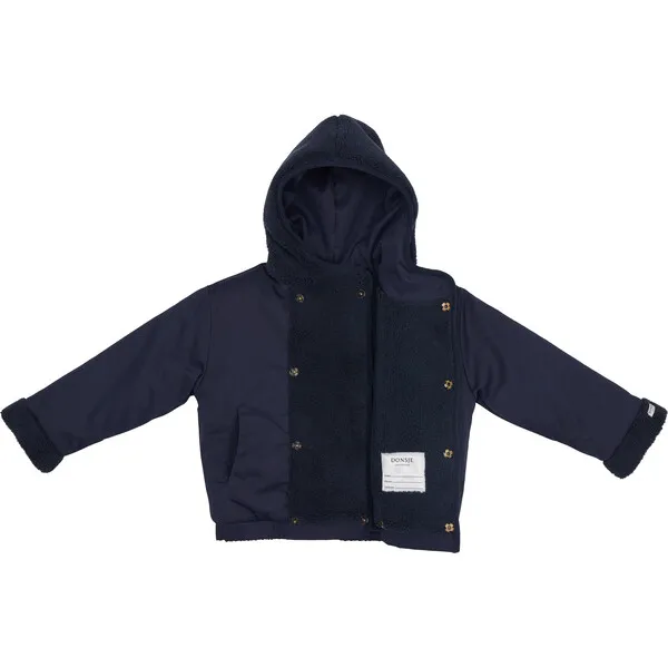 Donsje Amsterdam Den Buttoned Hooded Jacket, Blue Marine