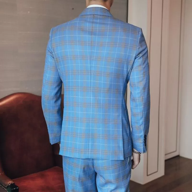 Double-Breasted Plaid Suit