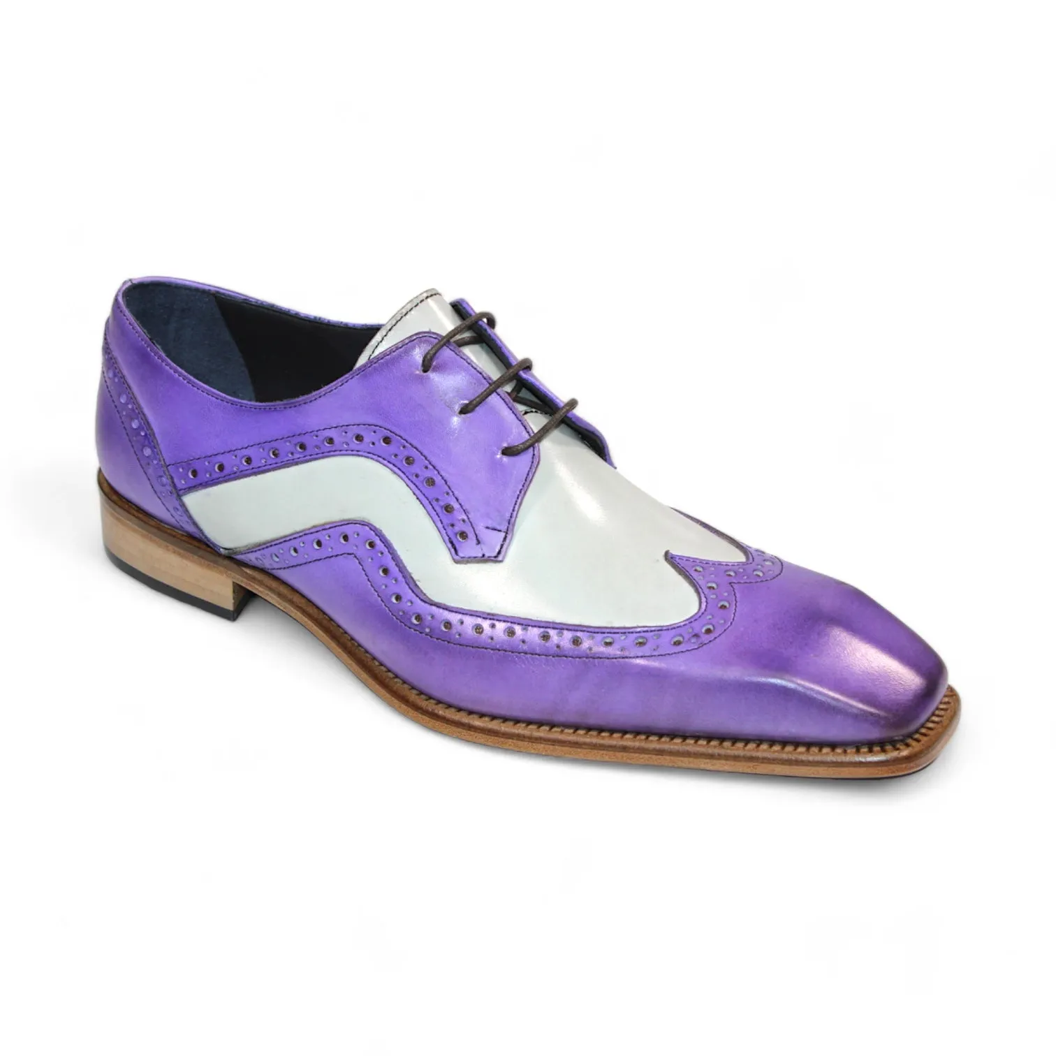 Duca Saranno Men's Shoes Lavender/Panna Calf-Skin Leather Oxfords (D1170)