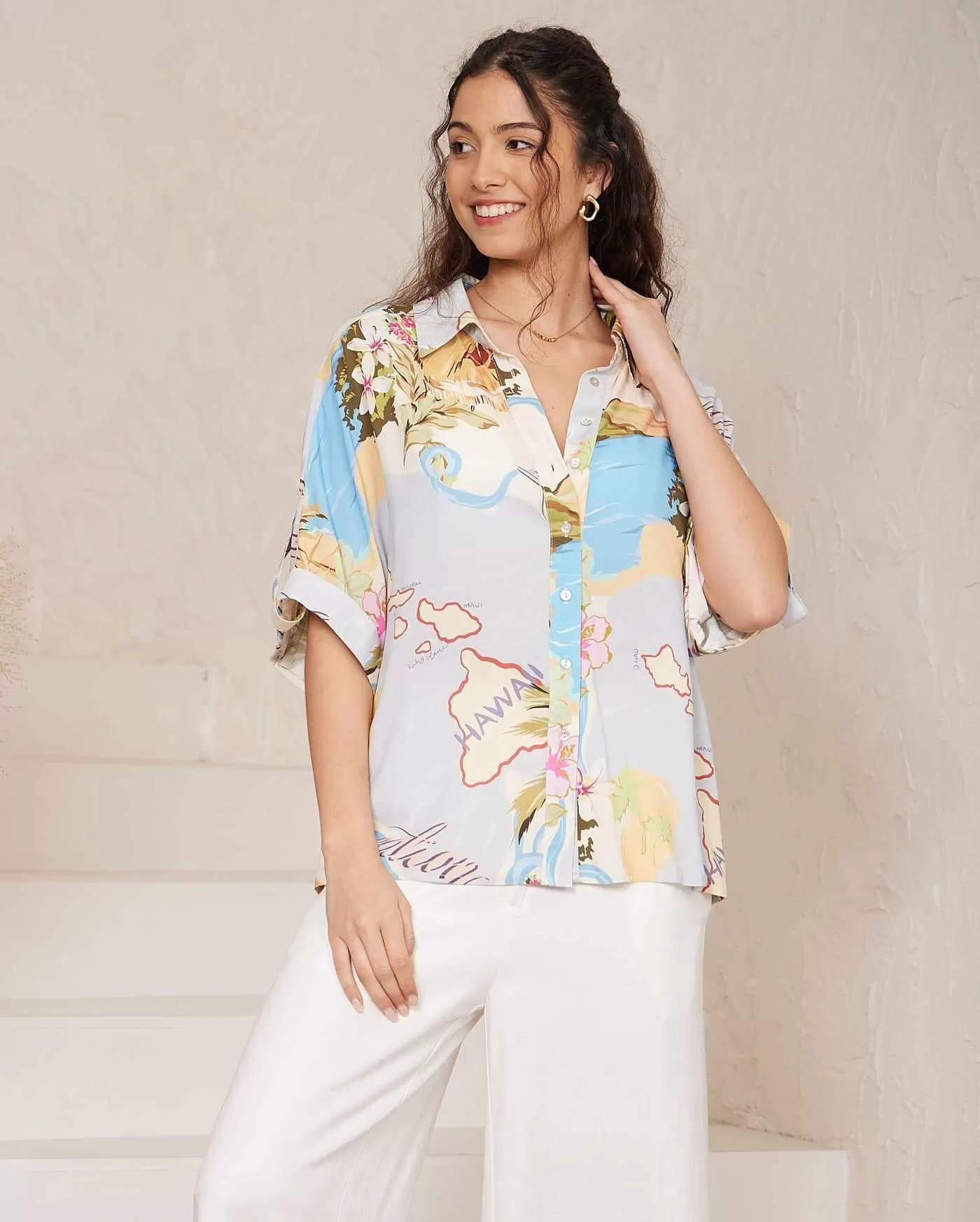 Elsie Shirt Blouse Top - Maui