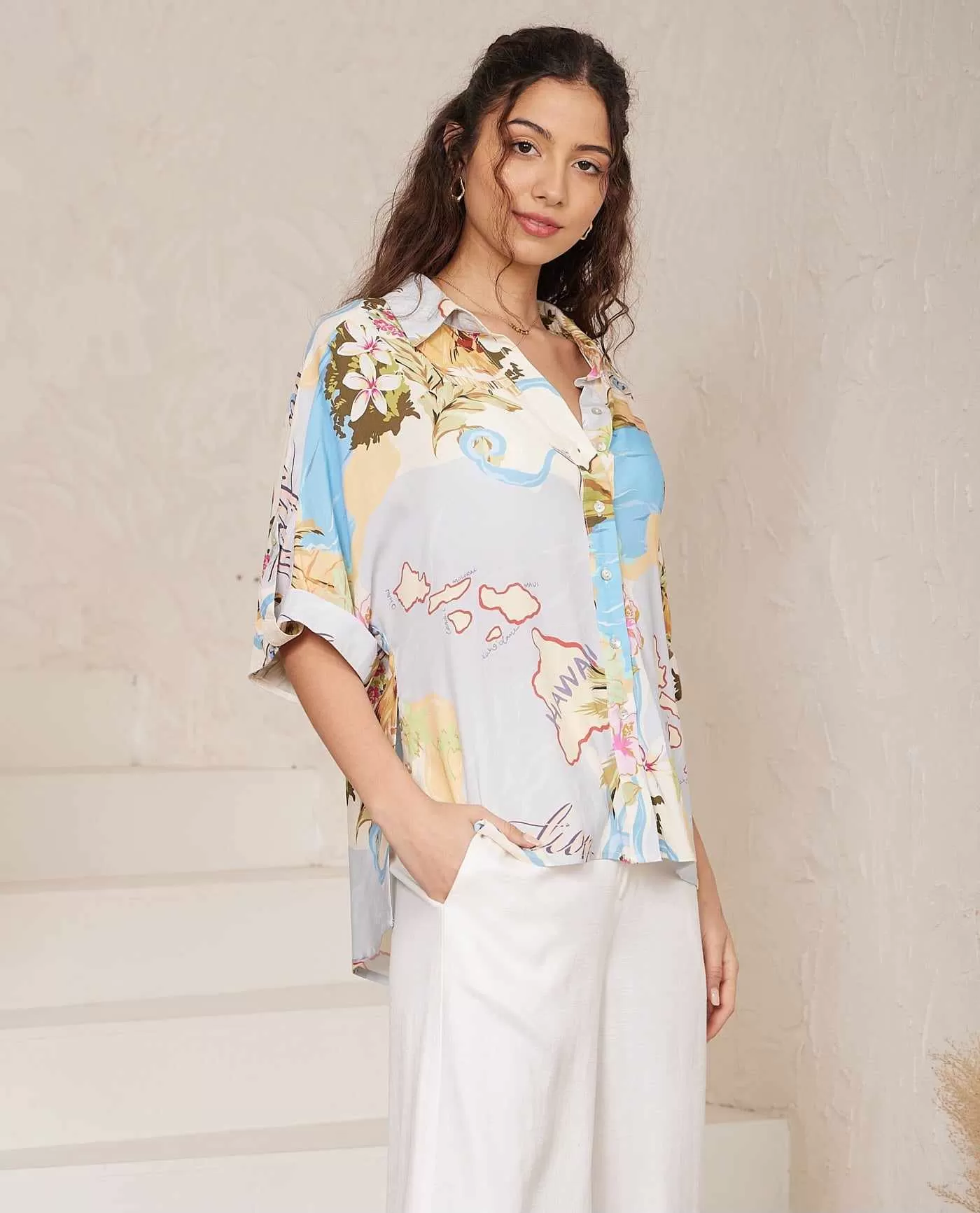 Elsie Shirt Blouse Top - Maui