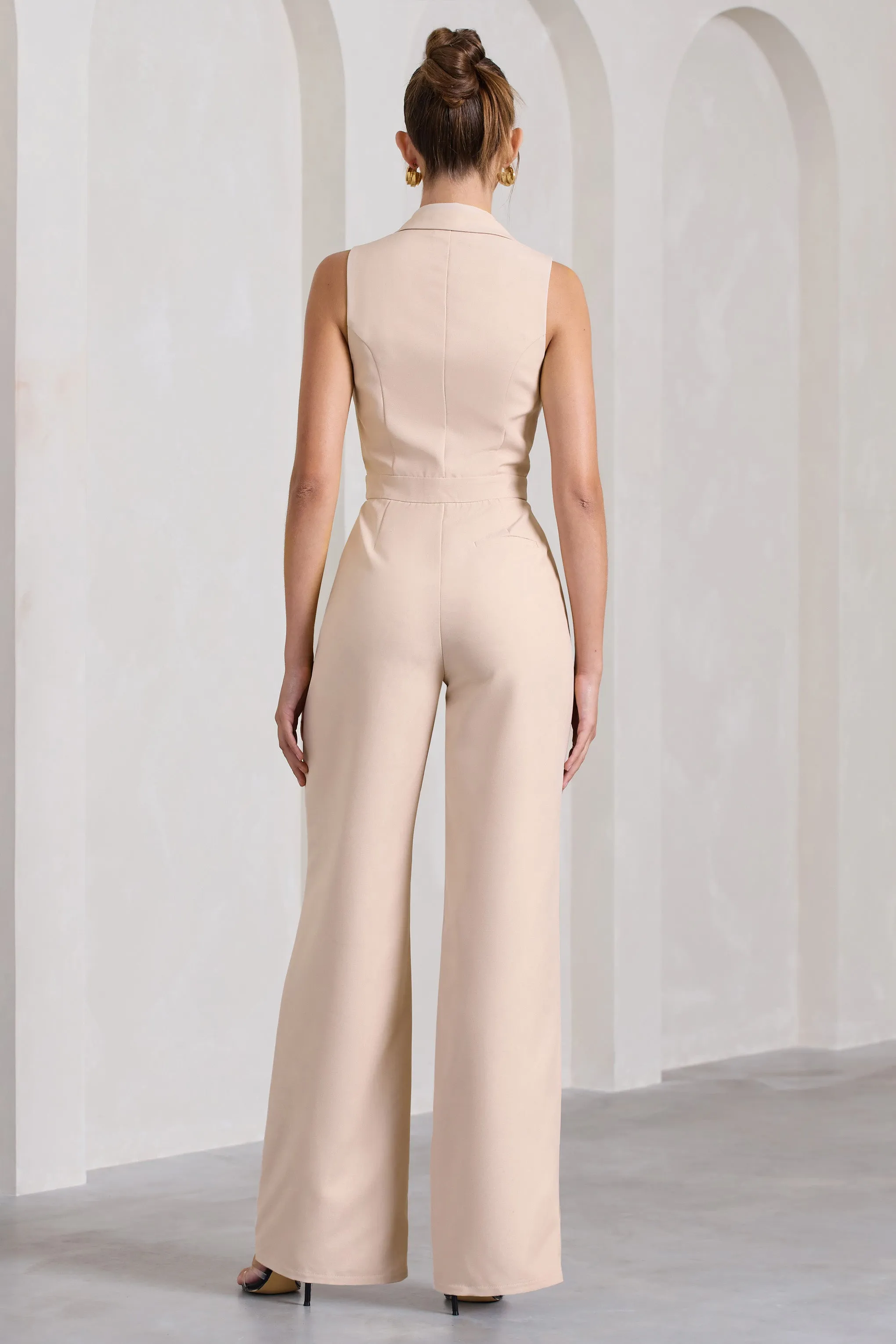 Endure | Stone Tailored Sleeveless Wide-Leg Jumpsuit