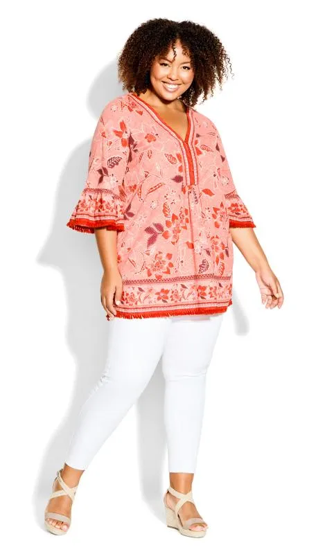 Evans Pink Floral Print Tunic Top