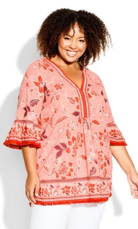 Evans Pink Floral Print Tunic Top