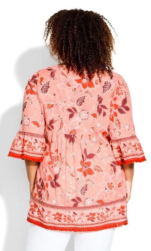 Evans Pink Floral Print Tunic Top