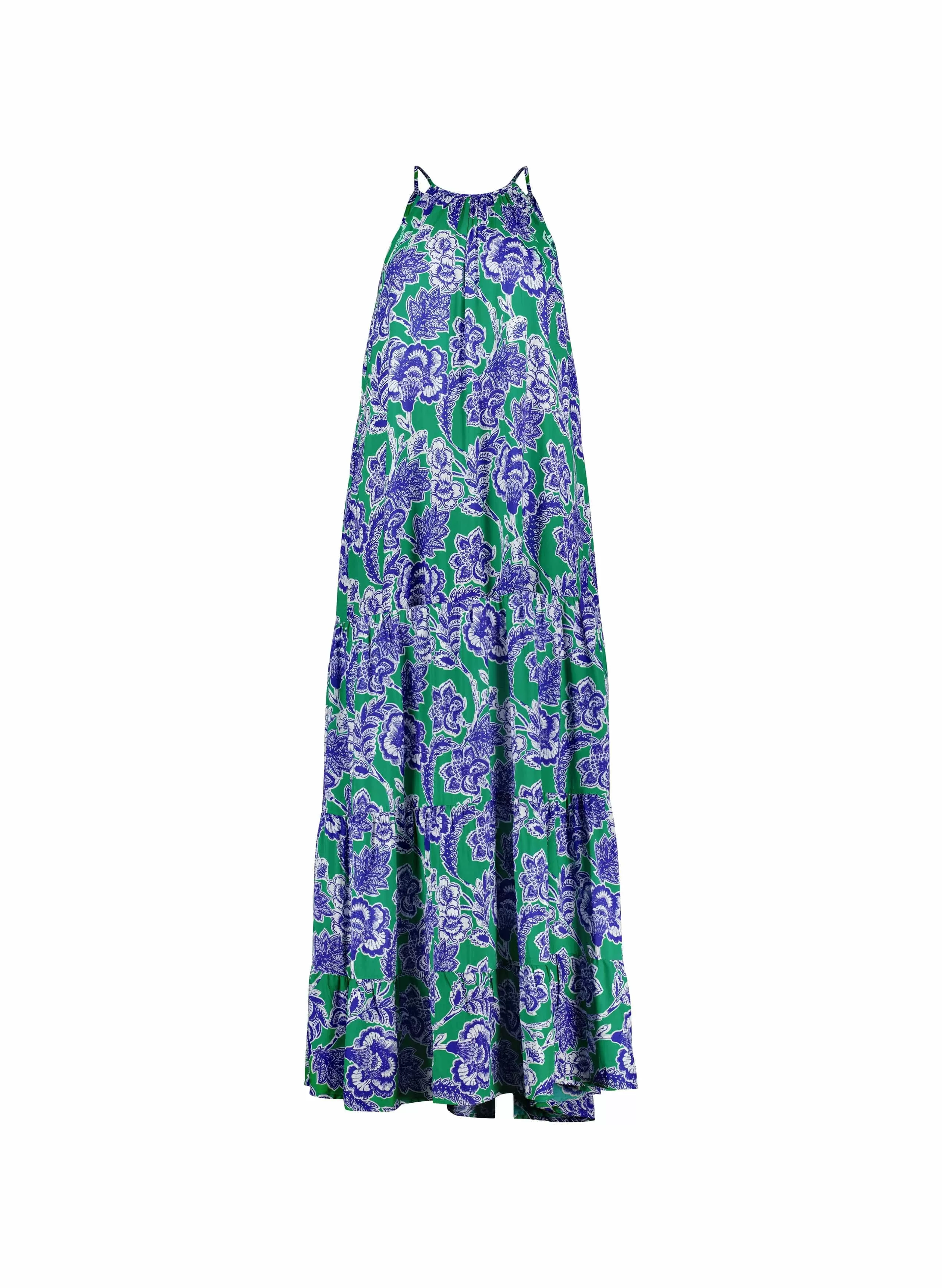 Everly Positano Print LENZING ECOVERO Halterneck Maxi Dress | Green & Blue