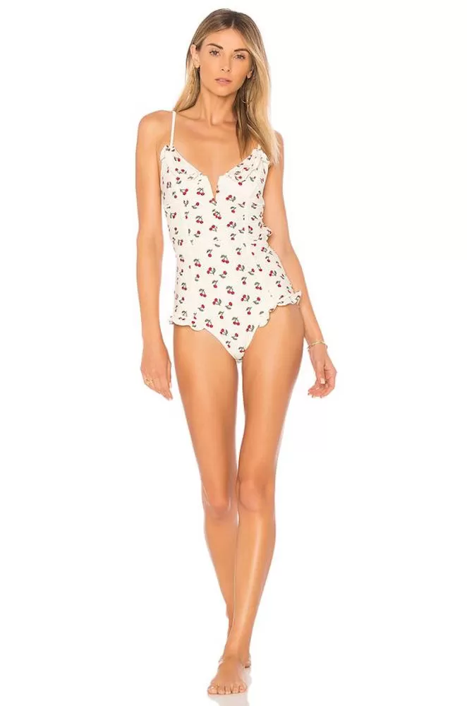 For Love and Lemons Mon Cheri One Piece Swim Suit Cherry