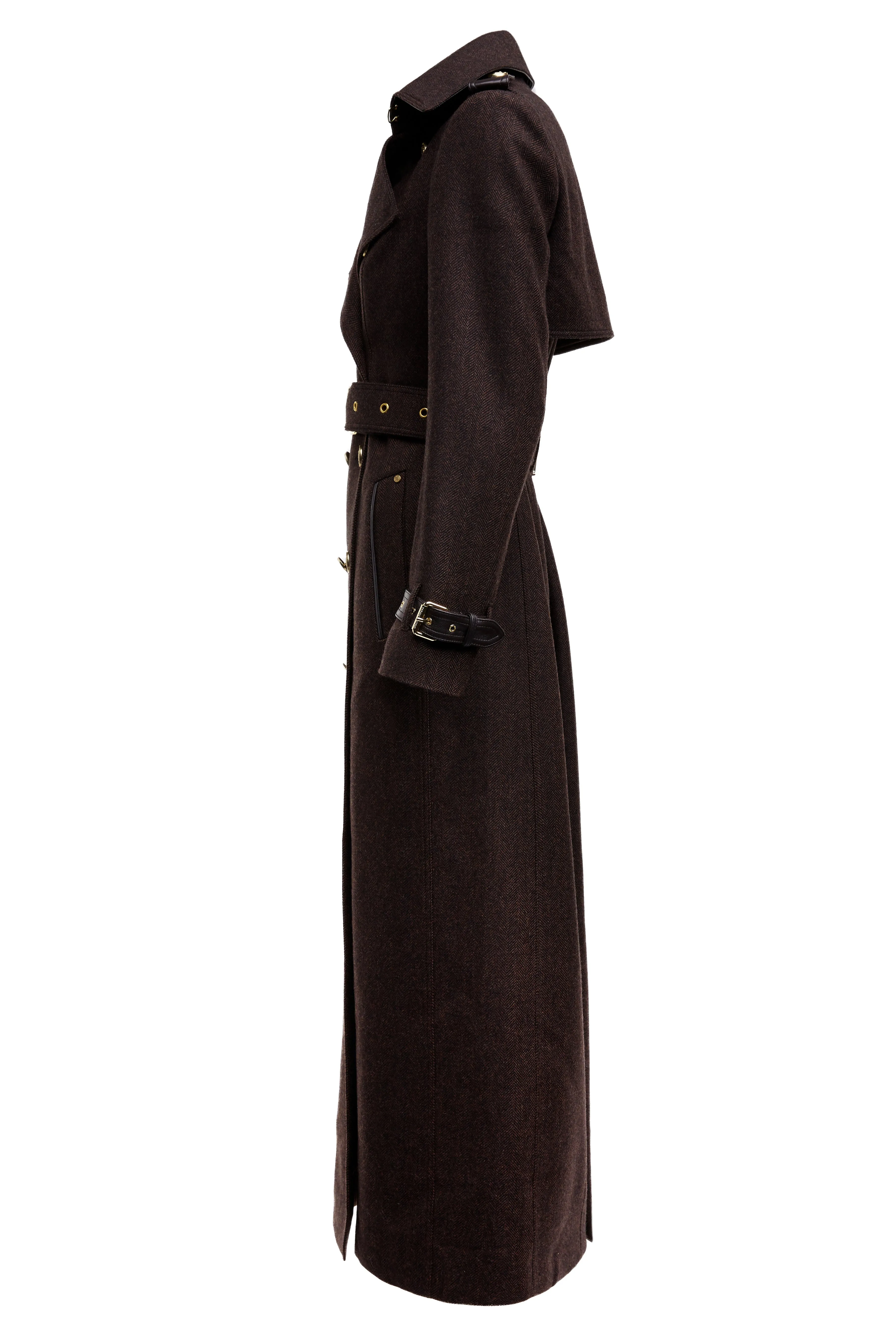 Full Length Marlborough Trench Coat (Chocolate Herringbone)