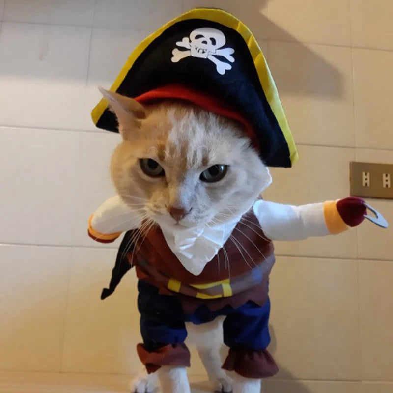 Funny Halloween Pet Dog Costumes Pirate Suit Cosplay Clothes For Small Medium Dogs Cats Chihuahua Puppy Clothing Pet Products