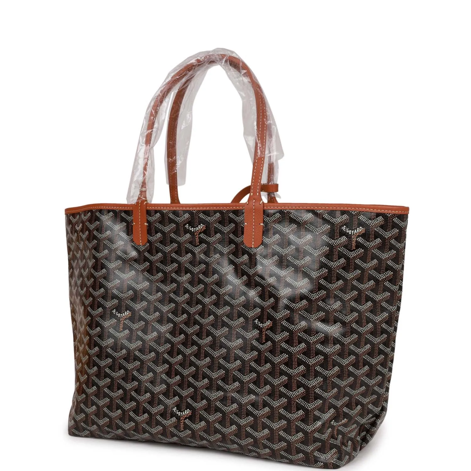 Goyard Goyardine Black Brown St. Louis PM Tote Bag Palladium Hardware