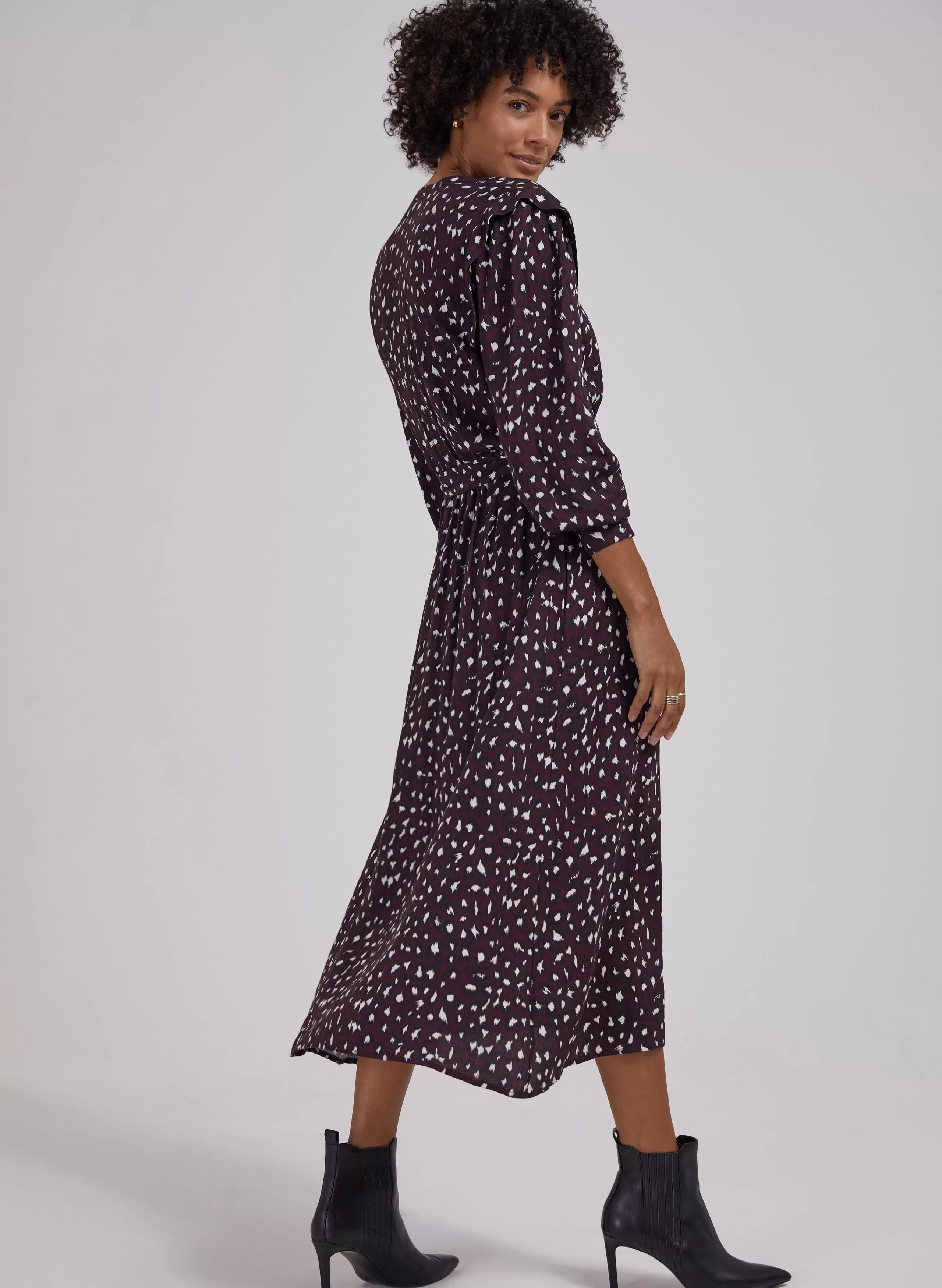 Harper LENZING ECOVERO Leopard Print Midi Shirt Dress | Dark Cherry