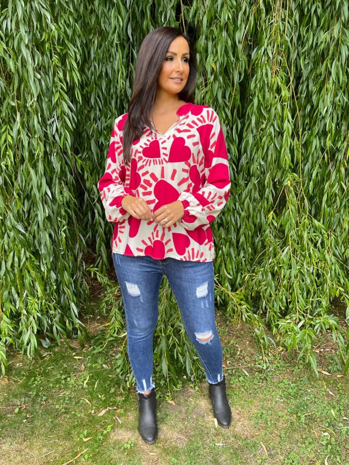 Heart V Neck Blouse Alison