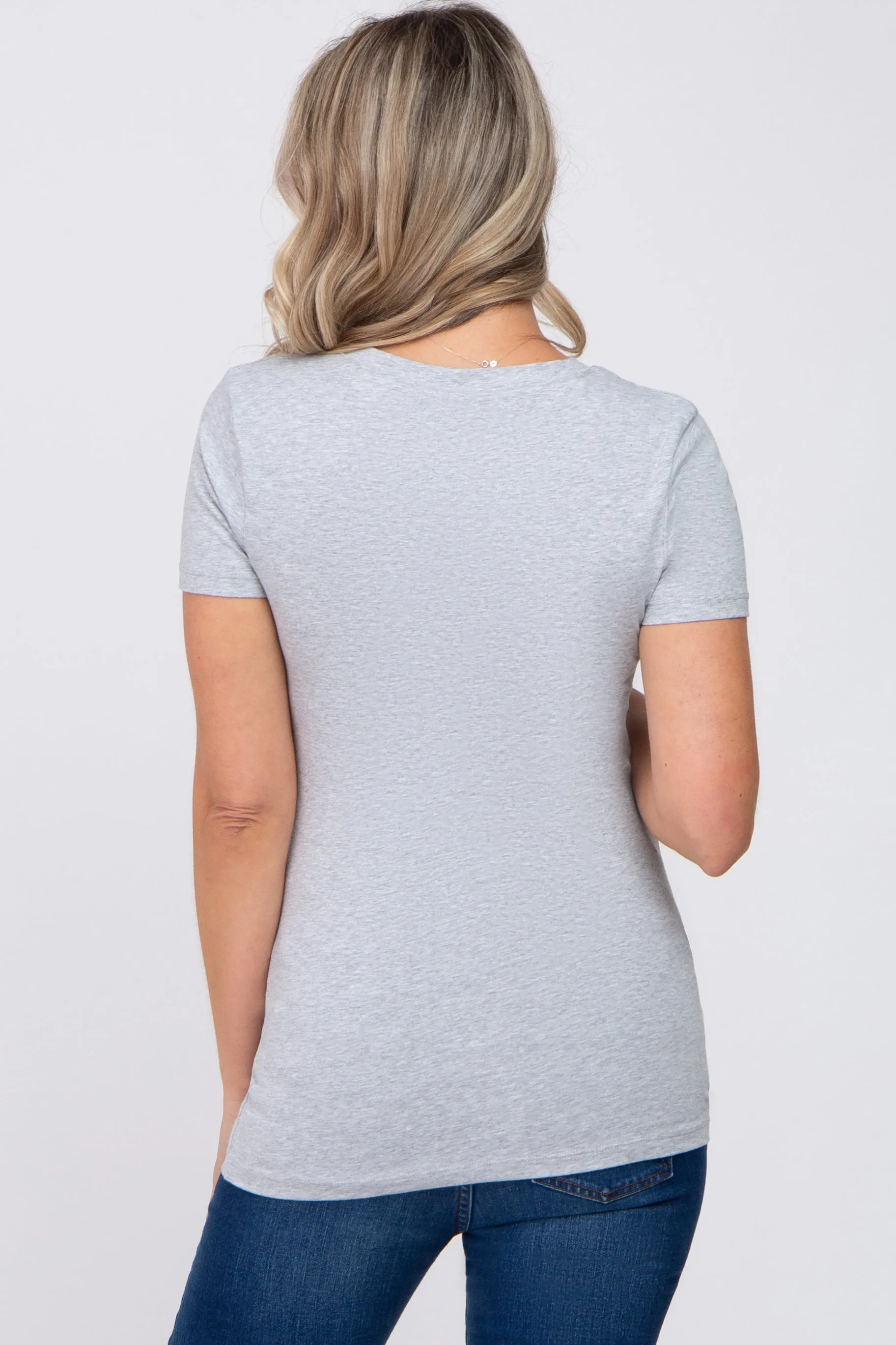 Heather Grey V-Neck Short Sleeve Maternity Top