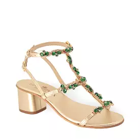 IRINA SANDAL WITH EMERALD GREEN CRYSTAL DROP