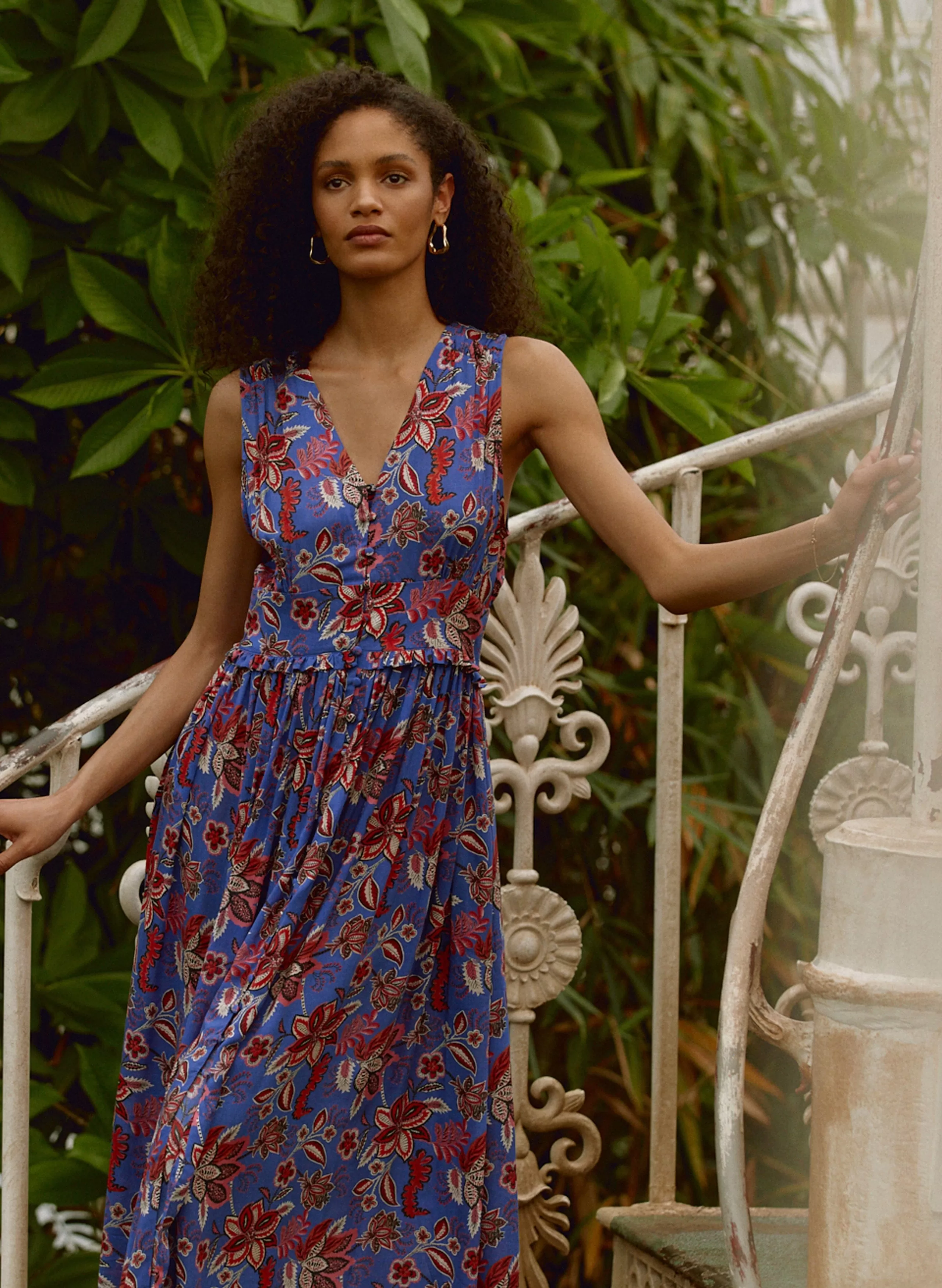 Jayla Floral Print LENZING ECOVERO Dress | Blue Verona