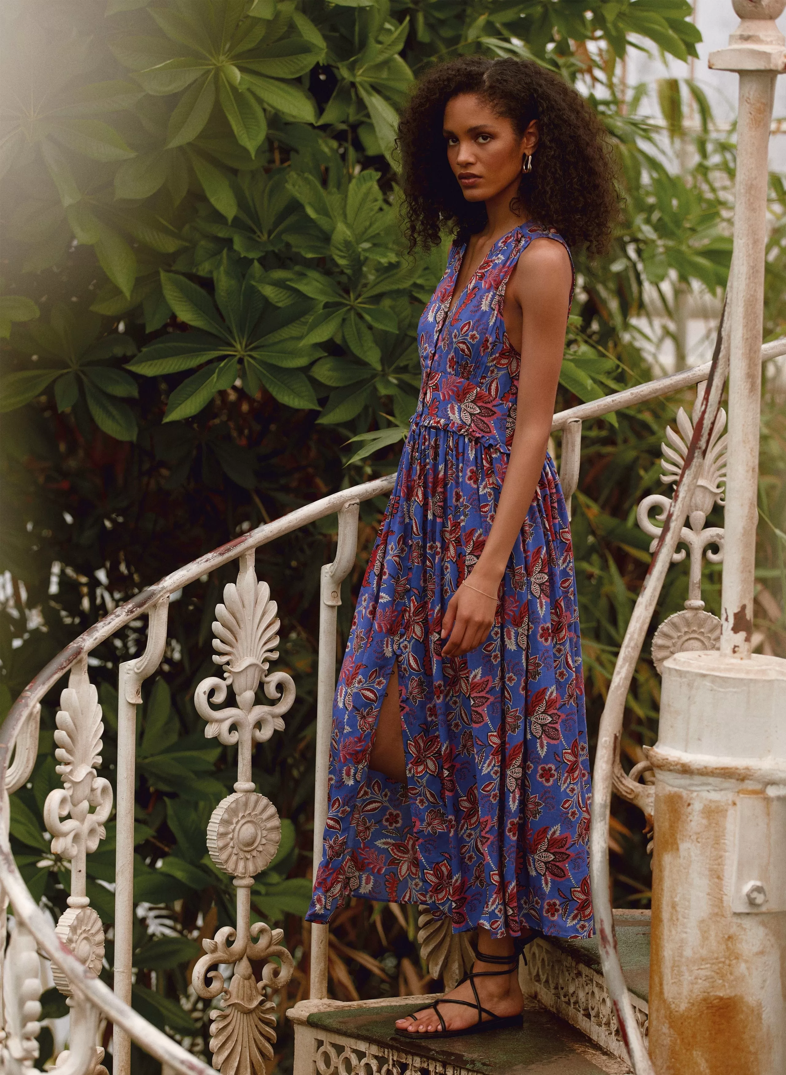 Jayla Floral Print LENZING ECOVERO Dress | Blue Verona