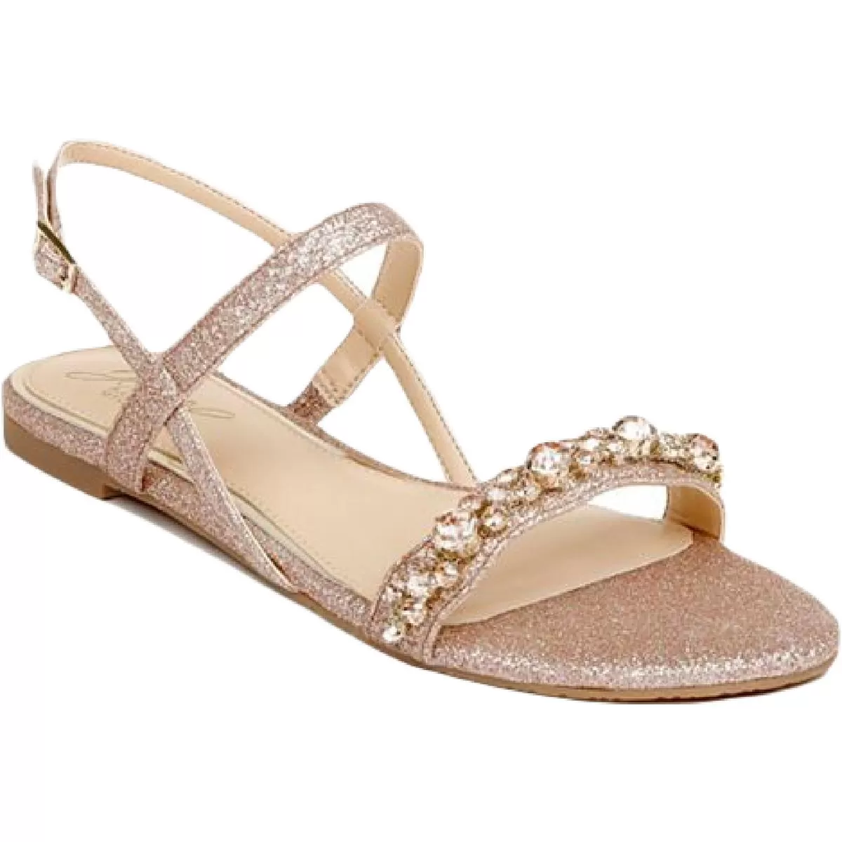 Jewel Badgley Mischka Womens OSMOND Glitter Embellish Ankle Strap