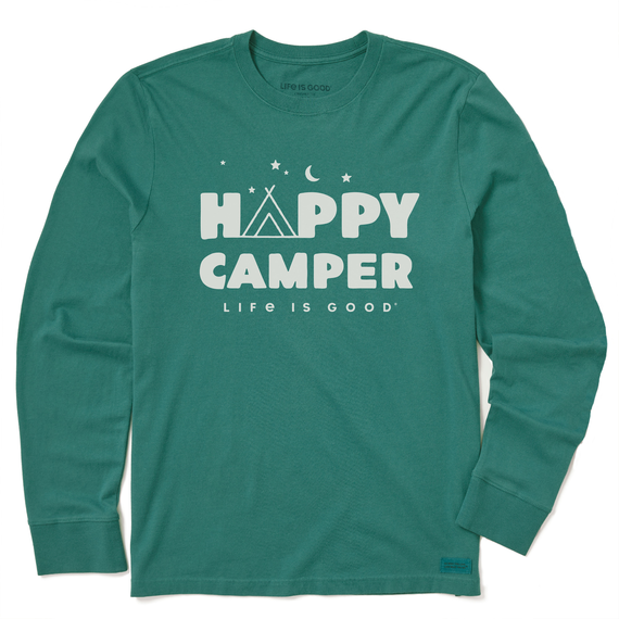 Kids Happy Camper Tent Night Long Sleeve Crusher Tee