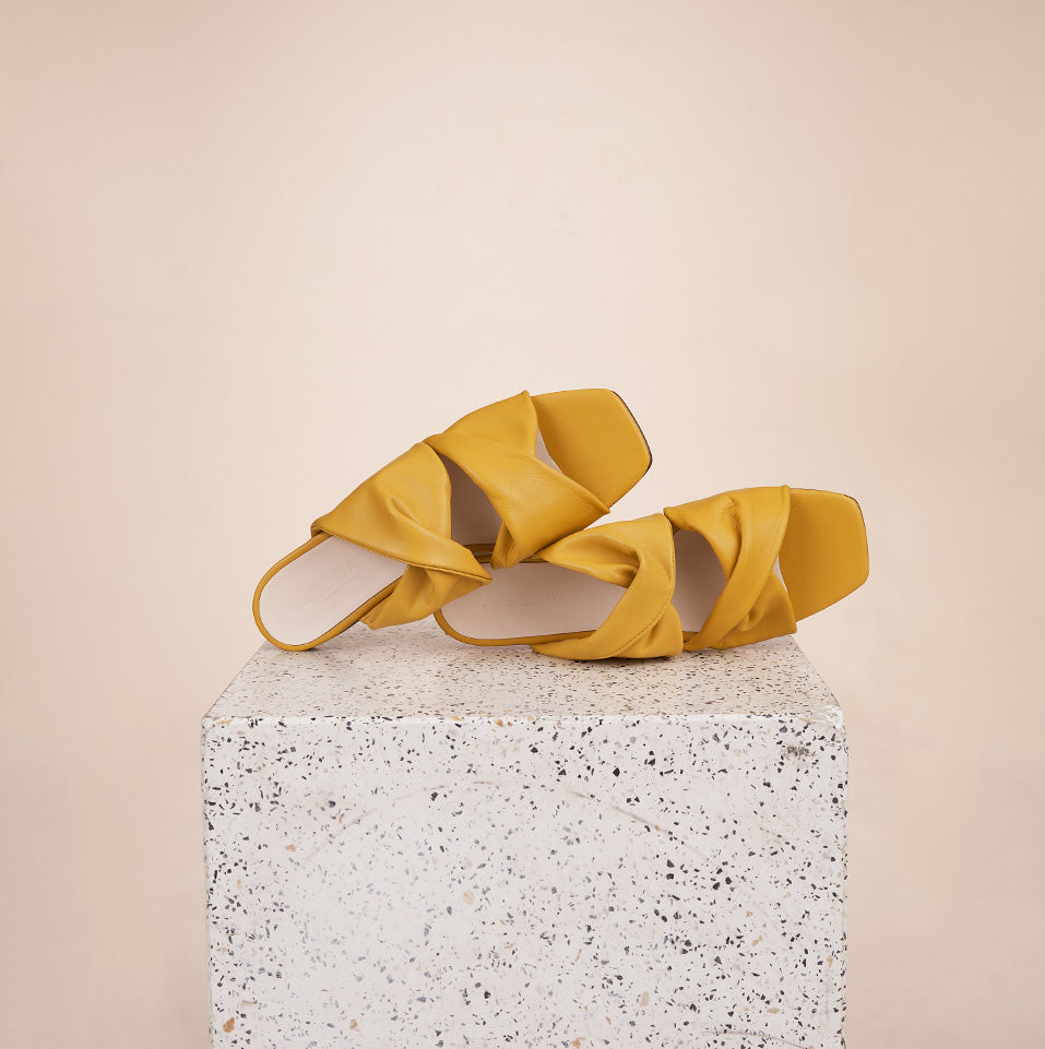 Lido - Mustard Nappa Sandals SAMPLE SALE - FINAL SALE