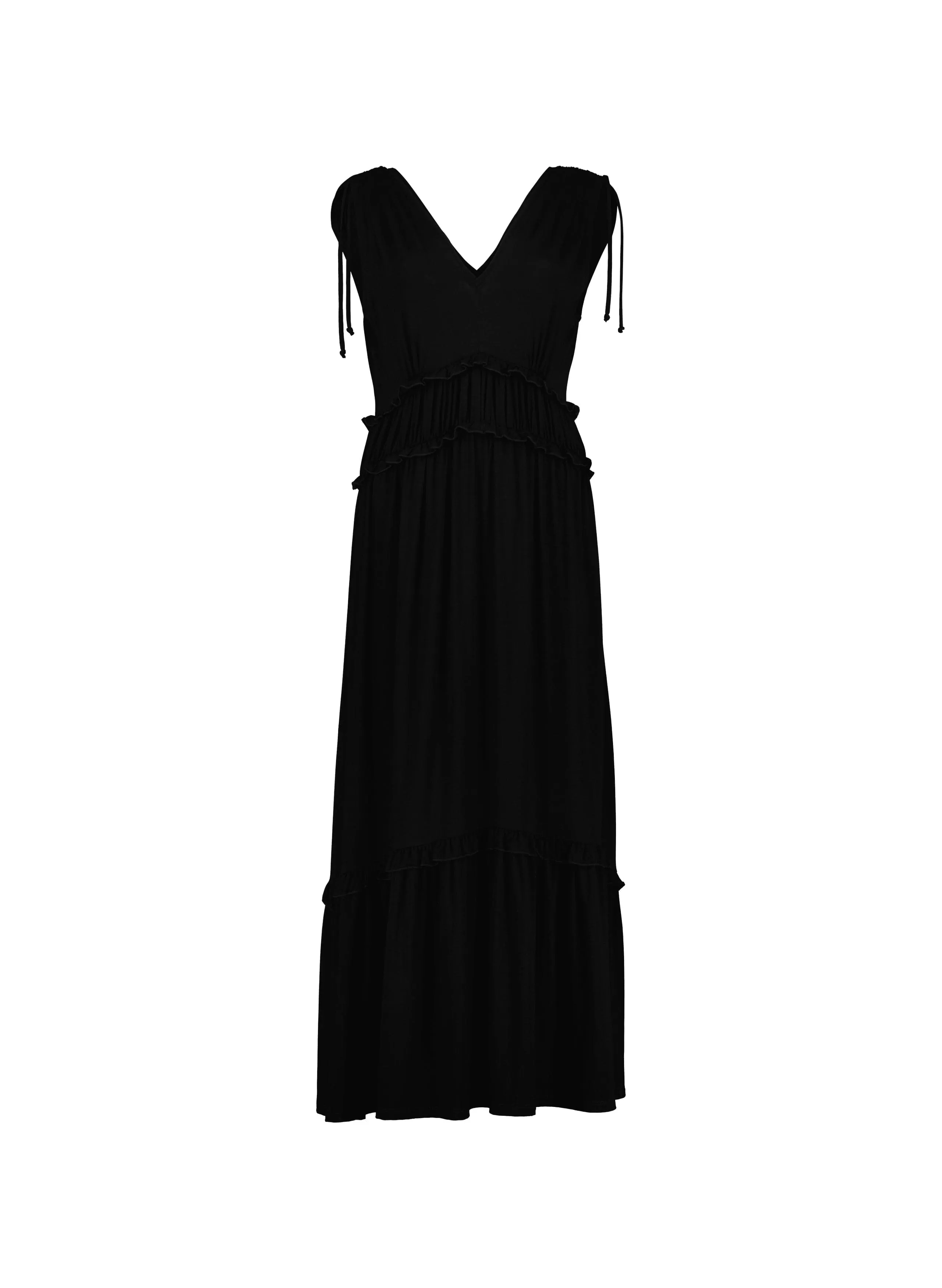 Lindsay V-Neck LENZING ECOVERO Jersey Dress | Caviar Black